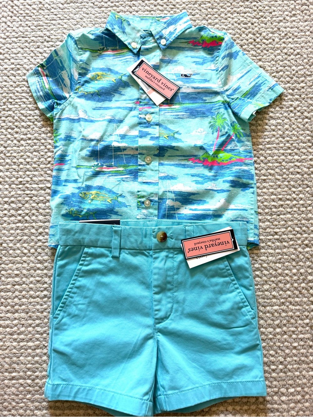 Vineyard Vines NWT Boys 2T Tropical Button-Down & Shorts Set | 2-Piece Outfit